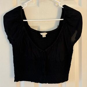American Eagle Outfitters Textured Black Blouse